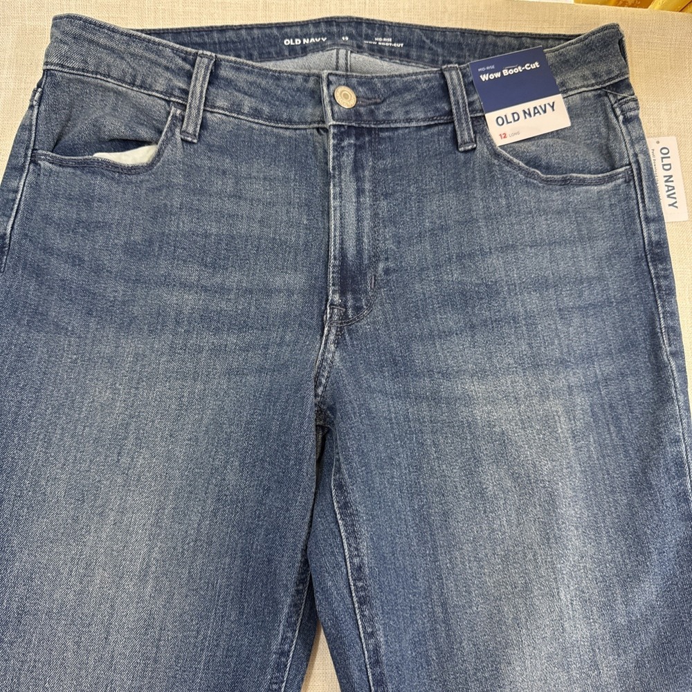 Old Navy Wow Bootcut Jeans Womens 12 Long Blue Mid Rise Stretch Denim Y2K - Picture 6 of 12